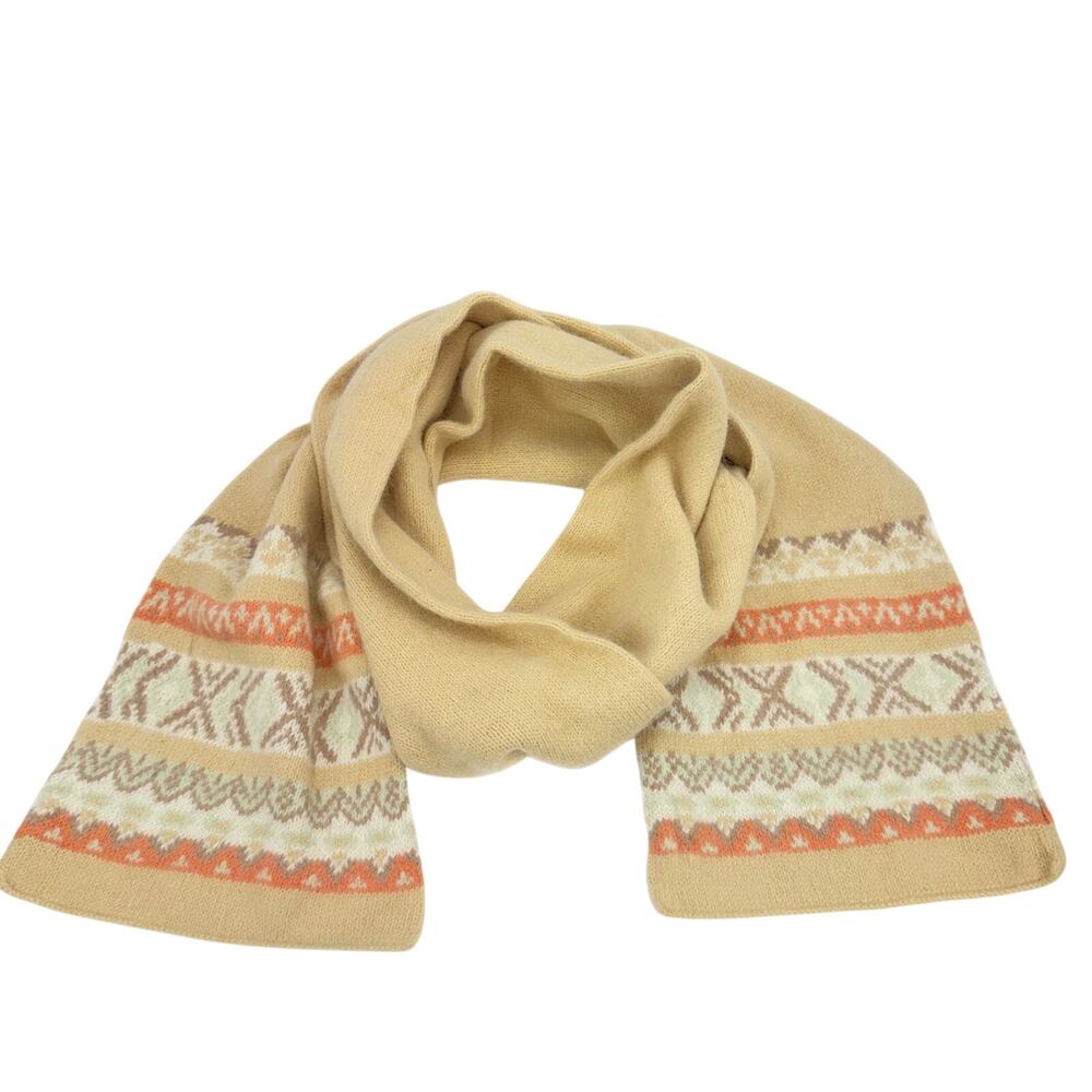 Totes Isotoner Angora Wool Fair Isle Double Layer Soft Fuzzy Stretch Knit Scarf